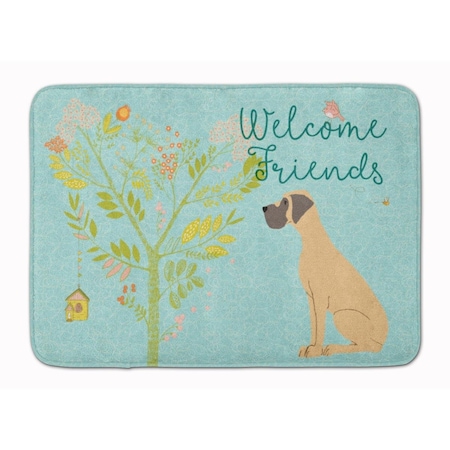 Carolines Treasures Welcome Friends Fawn Great Dane Natural Ears Machine Washable Memory Foam Mat BB7588RUG